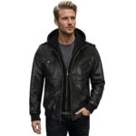 edinburgh-mens-black-bomber-leather-jacket-with-removable-hood