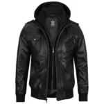 mens-black-bomber-leather-jacket-with-removable-hood