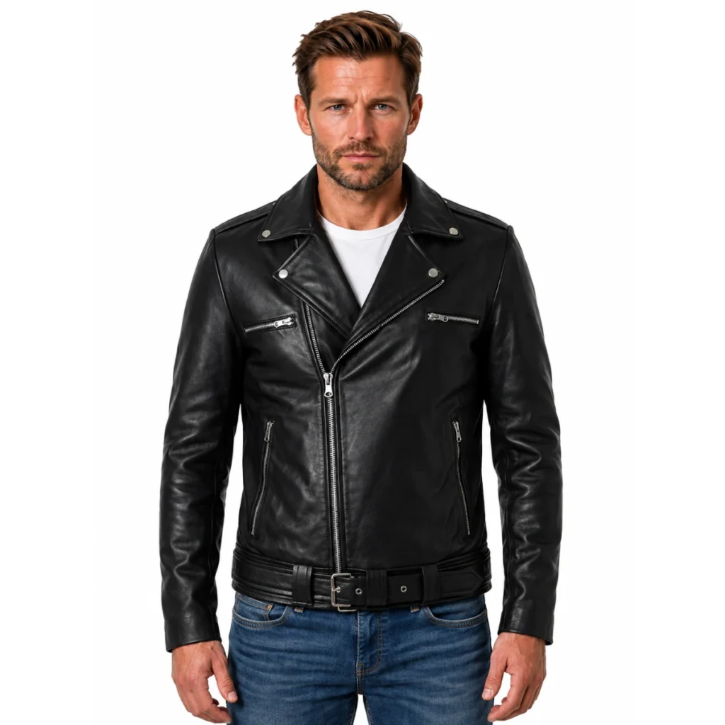 black-asymmetrical-leather-belted-jacket