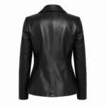 black-two-button-womens-leather-blazer