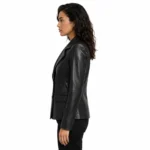 black-womens-two-button-leather-blazer