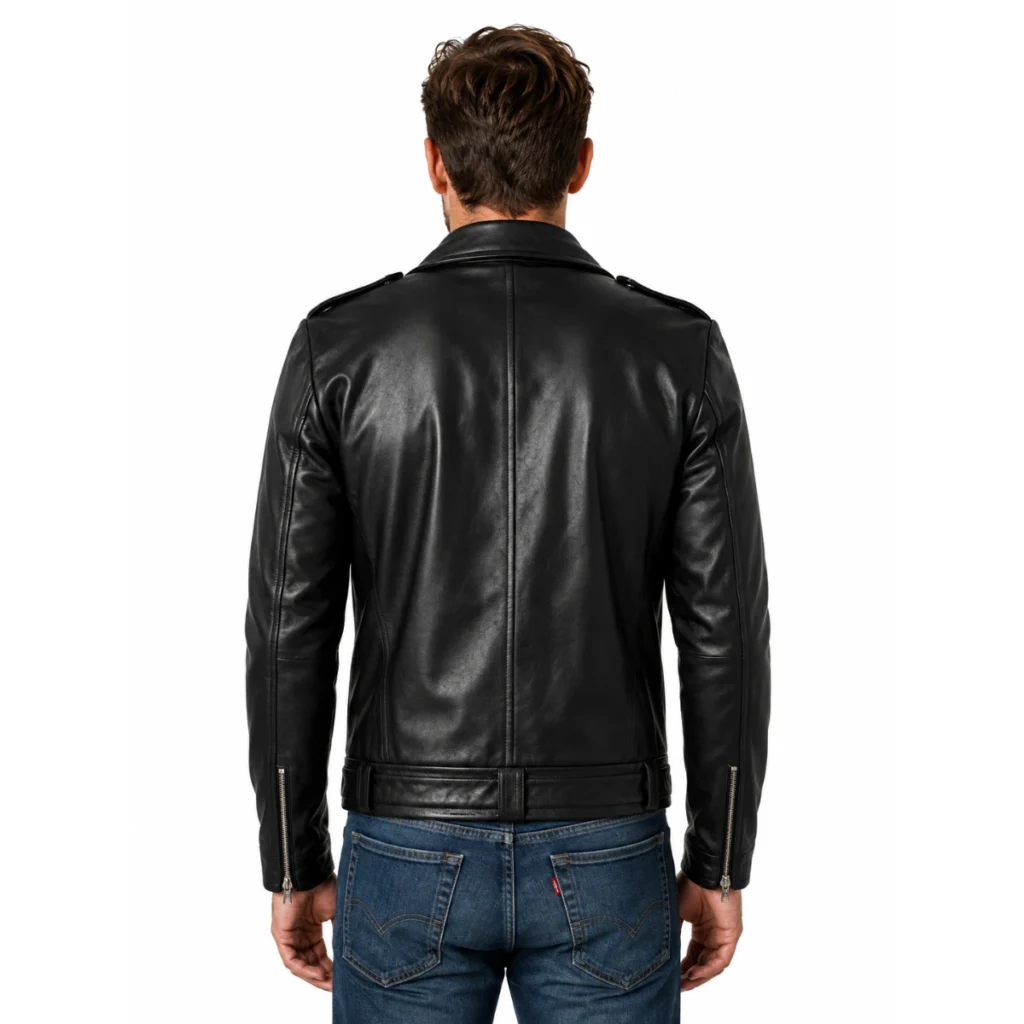 mens-black-asymmetrical-leather-belted-jacket
