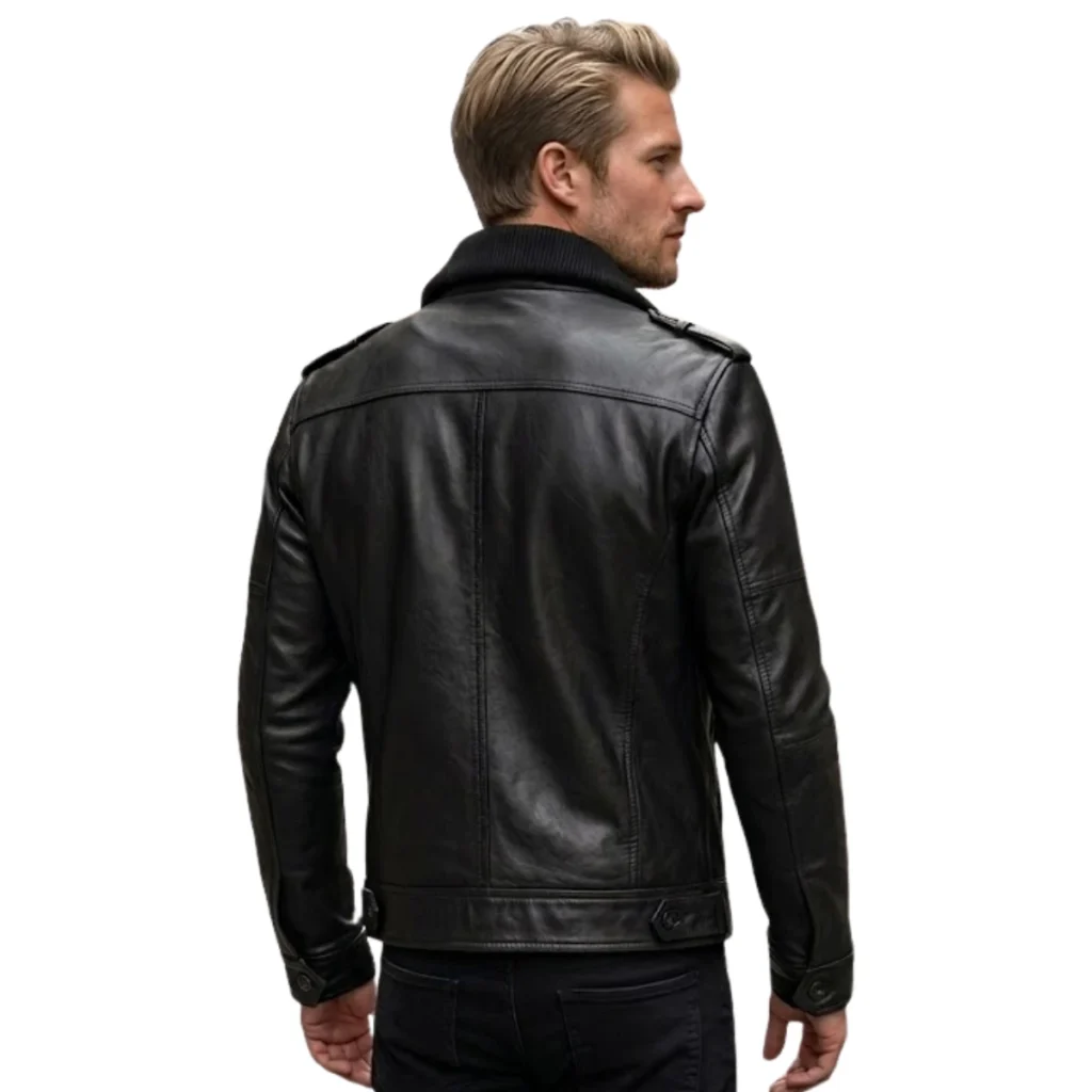 mens-black-waxed-cafe-racer-style-leather-jacket
