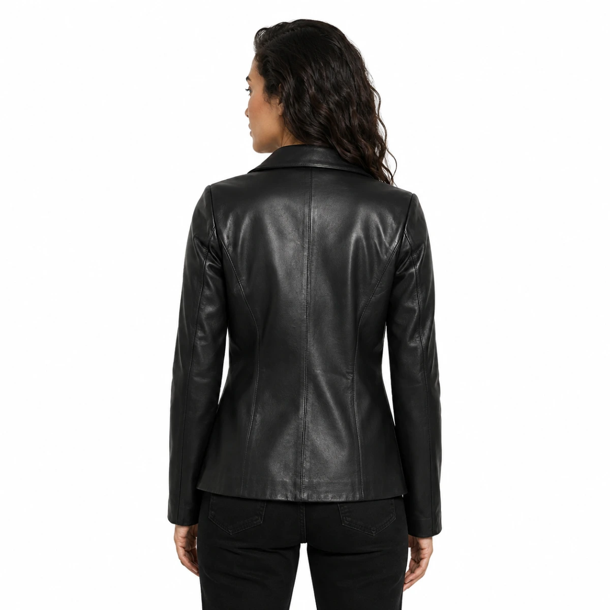 womens-black-two-button-leather-blazer
