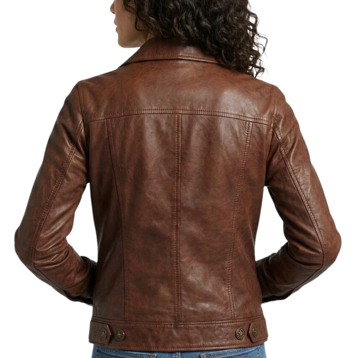 womens-brown-leather-trucker-jacket